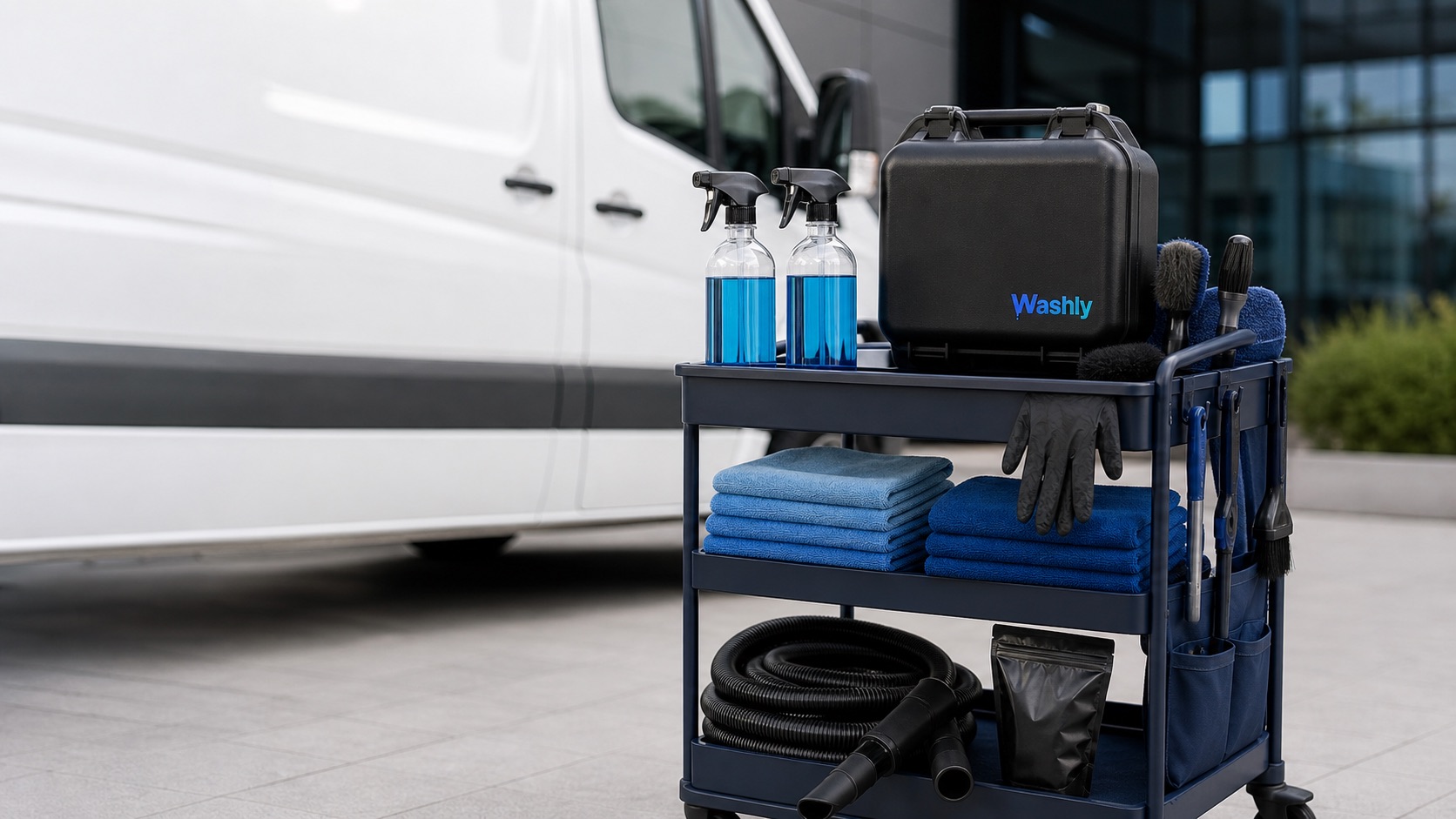 Kit di prodotti e attrezzature per il servizio Washly